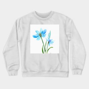 Blue Watercolor Flower Crewneck Sweatshirt